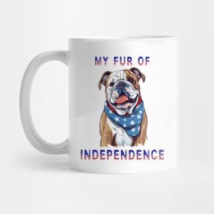 English Bulldog Funny USA Flag 4th of July Fur Of Independence Mug